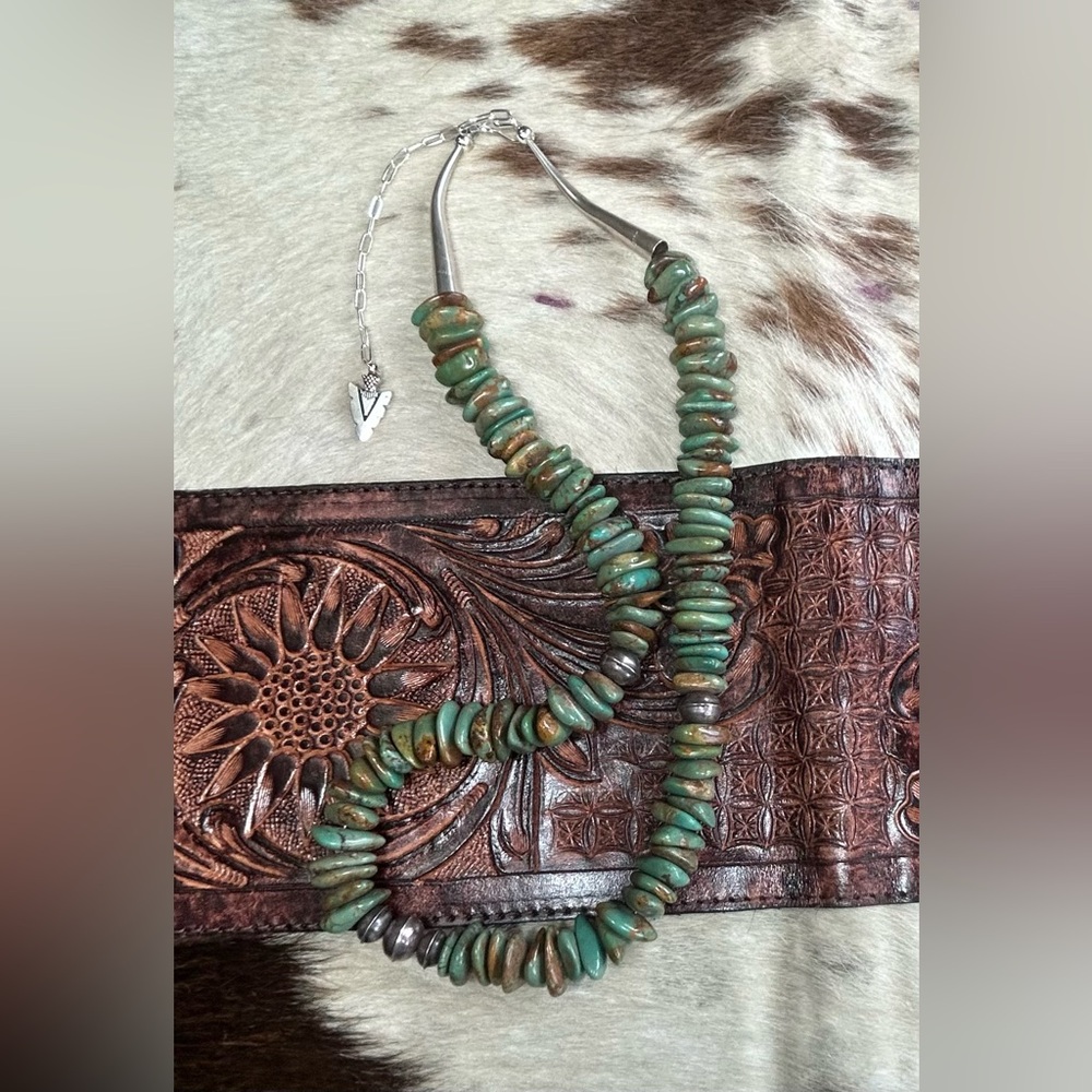 20” Kingman Turquoise Necklace w/ 3” Extender & Sterling Silver Native American
